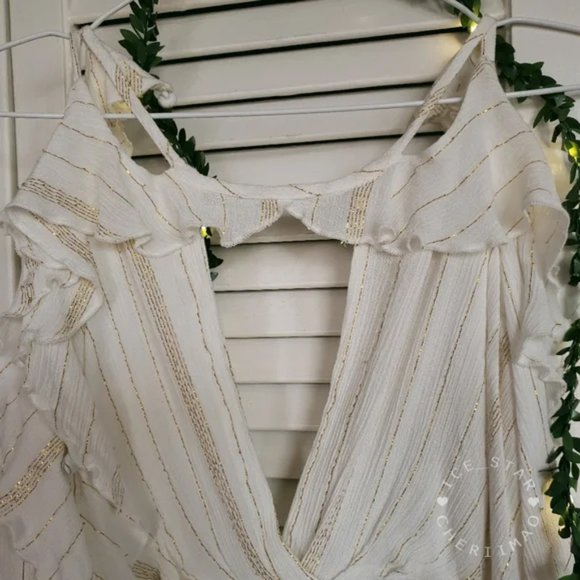 ❤️ SALE ❤️ Free People NWT RARE "The Huxley" Maxi Dress, White Gold Metallic - Picture 6 of 15